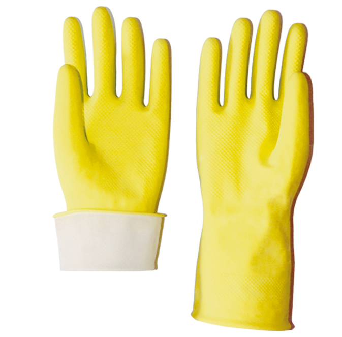 sprayed flocklined latex household gloves
