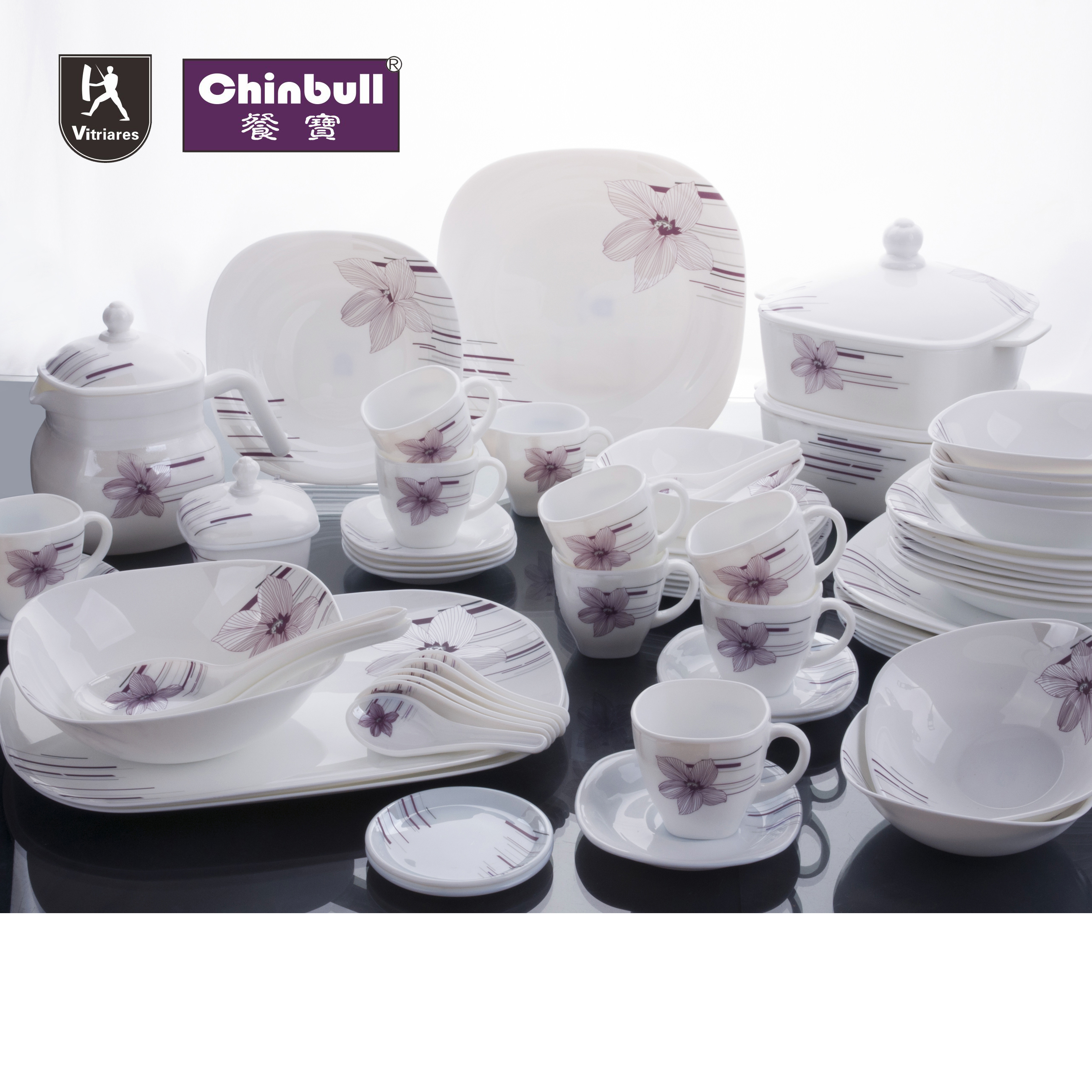 72pcs dinner set- soft square (opal glassware）