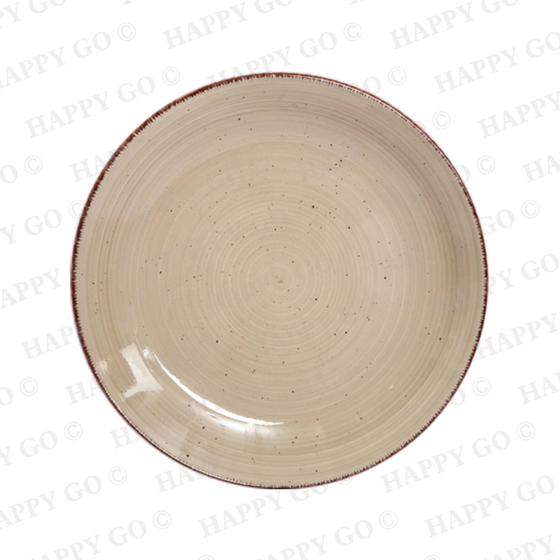 Handpainted with brown rim and speckle stoneware dinnerset