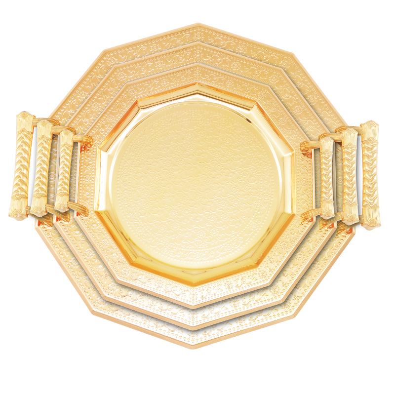 Silver plated iron tray full gold