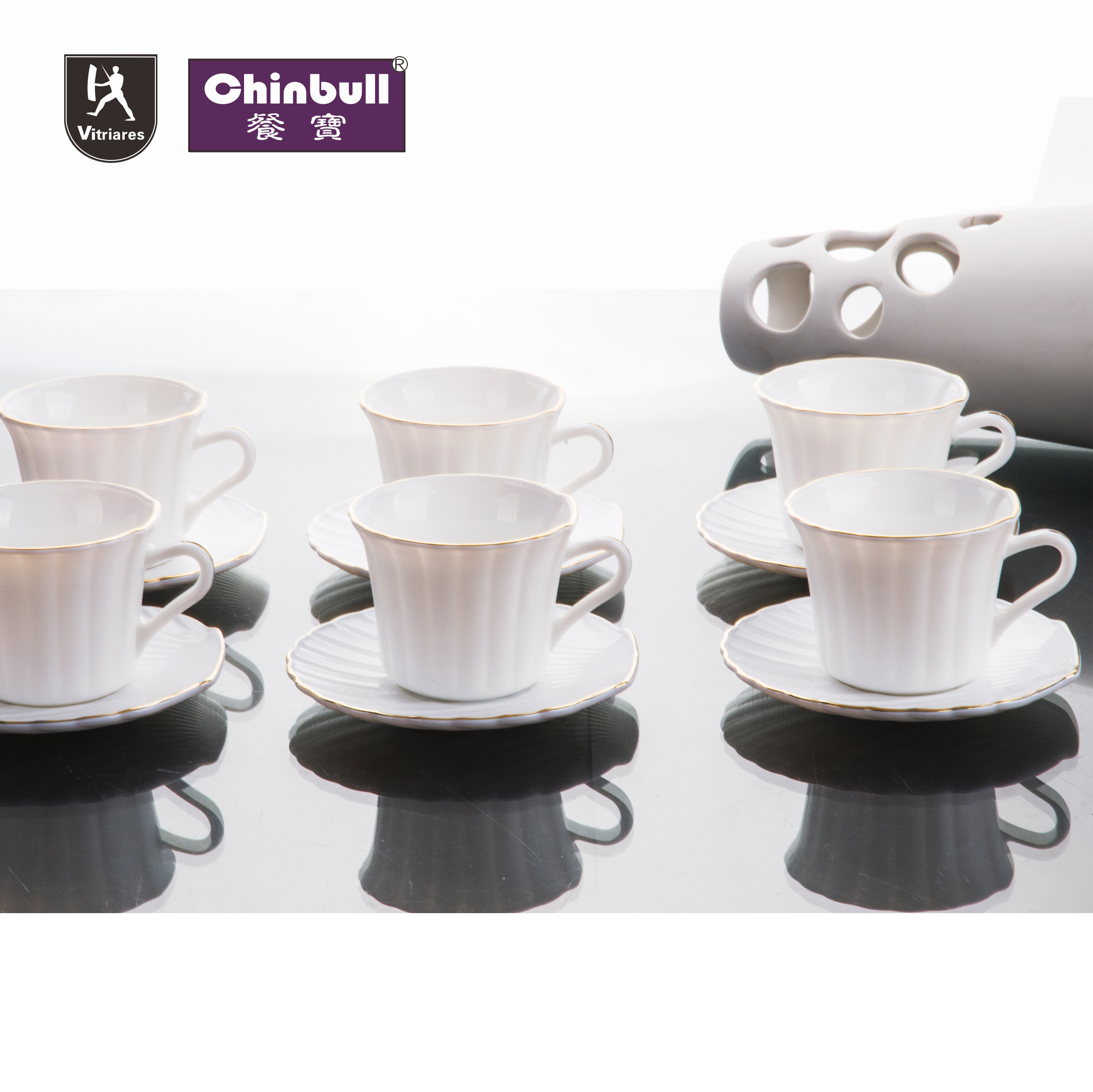 12pcs coffee cup and saucer set (opal glassware）