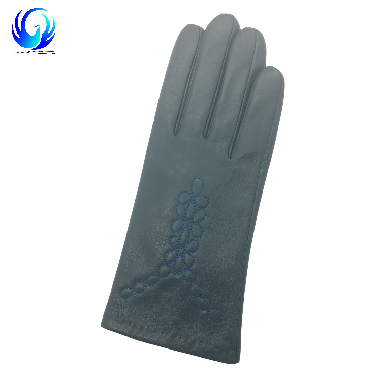 Wholesale ladies winter wool lined touchscreen leather gloves