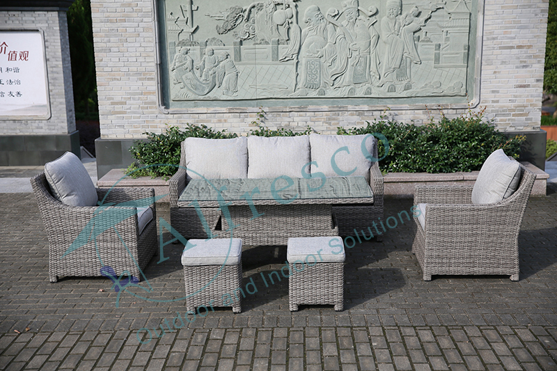 Alum rattan dining 6pcs set