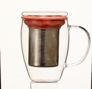 Best Seller high borosilicate glass tea mug for home using with stainless steel filter EU standard ODM OEM