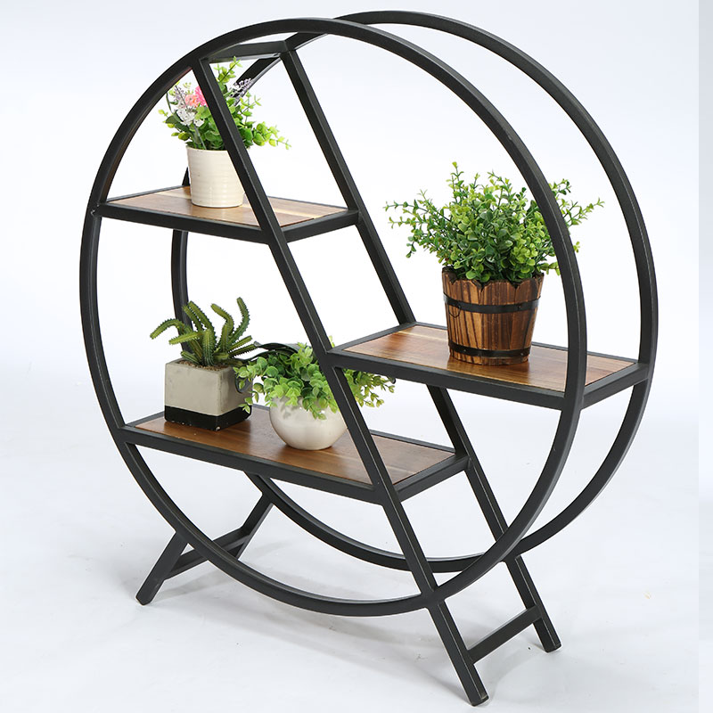 Steel and acacia Standing shelf