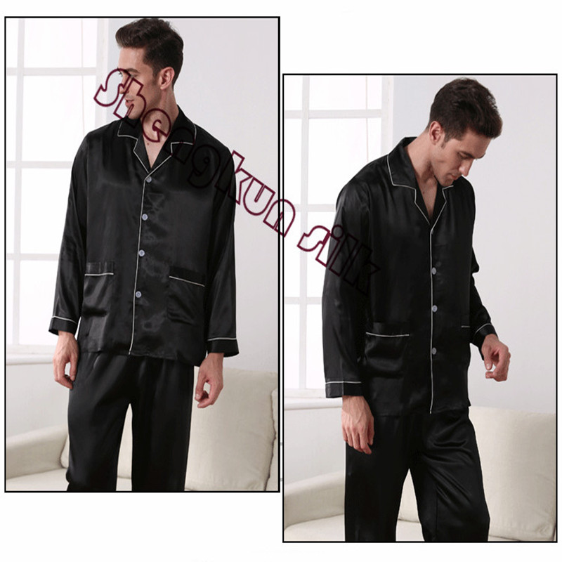 2020 wholesales 100% Silk Men Pajamas/Sleep Wear Long Sleeves Luxurious Men's Bedgown home Gift Pajamas