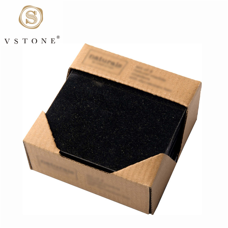 Set of 4 black granite coasters，slate coaster. marble craft