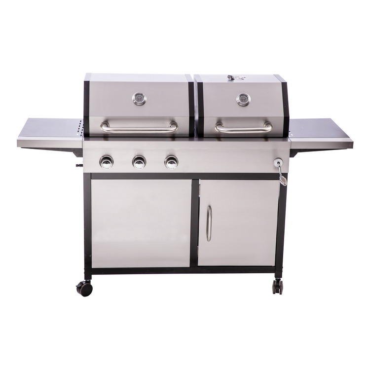 Komenjoy New J002 Outdoor Garden Combo Gas And Charcoal Grill Smokeless Barbecue BBQ Commercial Grill