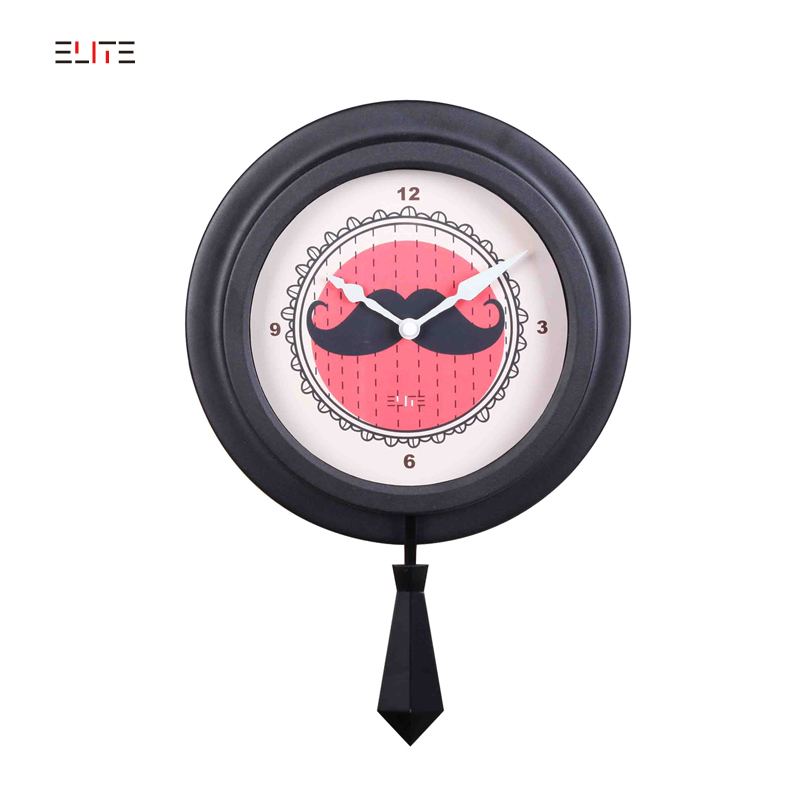 Mr. Bowtie clock, with metal case and pendulum in the shape of tie