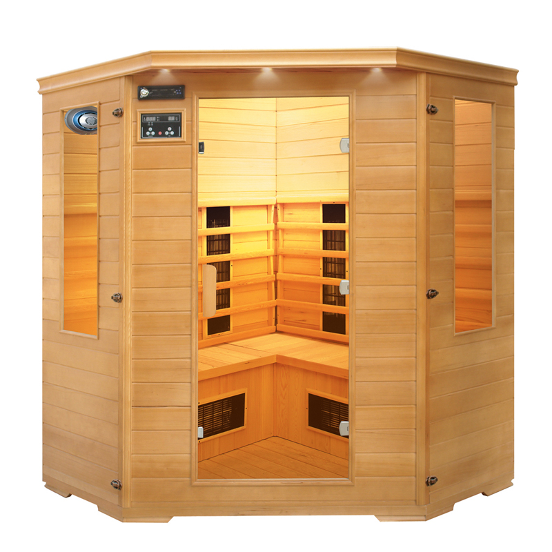 Corner Infrared Sauna 3 Person Dry Steam Far Infrared Sauna House Hemlock Wooden Sauna Cabin