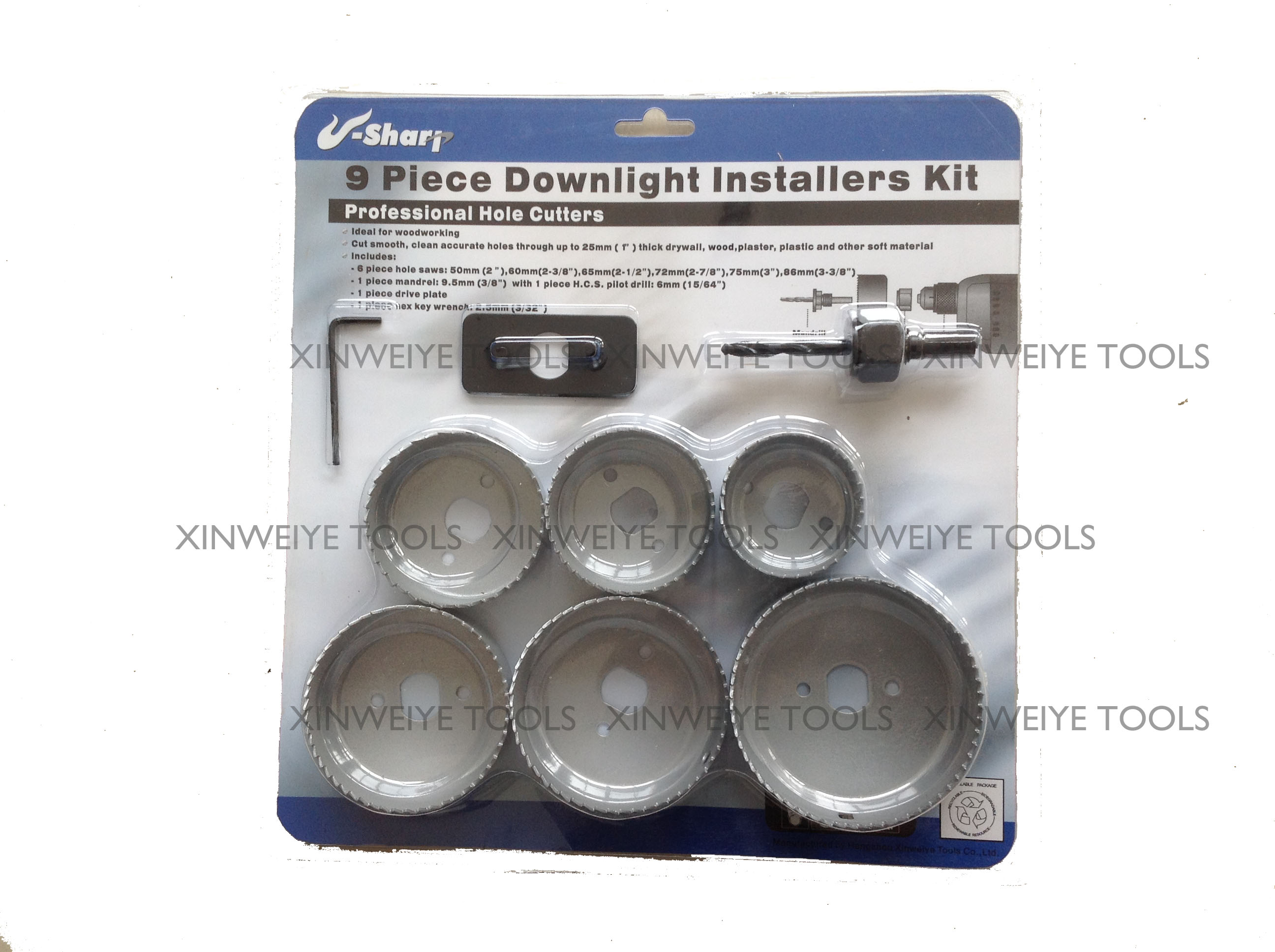 9pc Downlight Hole Saw Set
