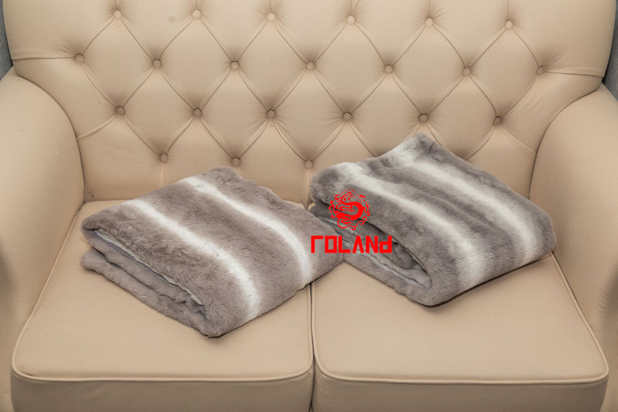 Printed Rabbit Fur With Mink Backside, 2 Layer Blanket/Throw