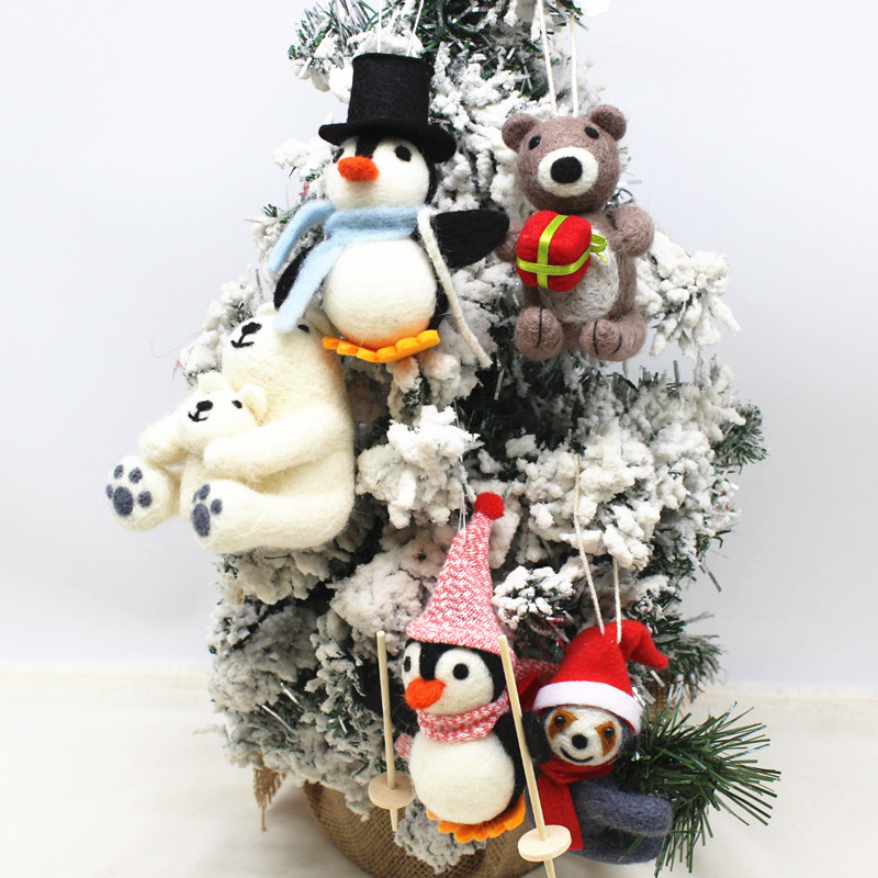 Hanging Christmas animals decoration wool felt Christmas ornaments