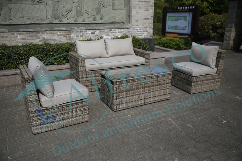 Alum rattan sofa set with storage function