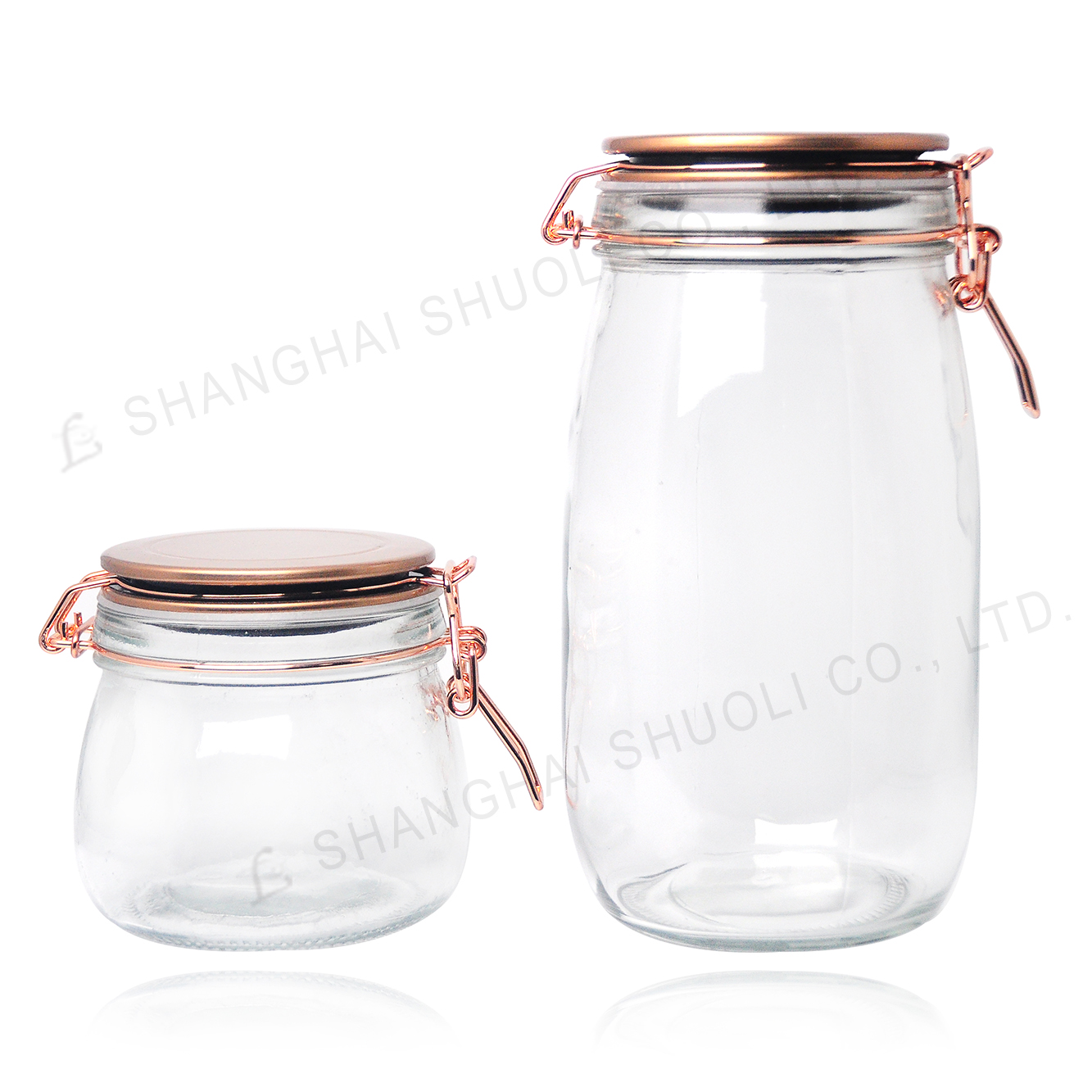 Metal Clamp Lid Glass Canister Set of 2