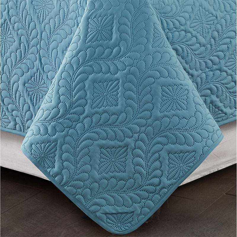 3pc Pinsonic Quilt set bedspread blue color