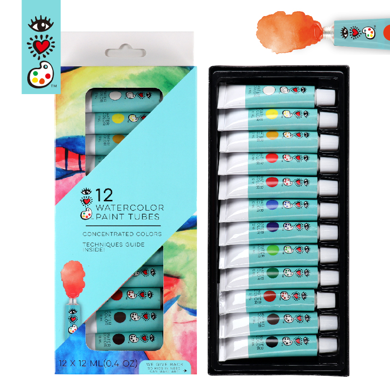 12x12ml Kids Liquid Artist Art Watercolor Paint Set