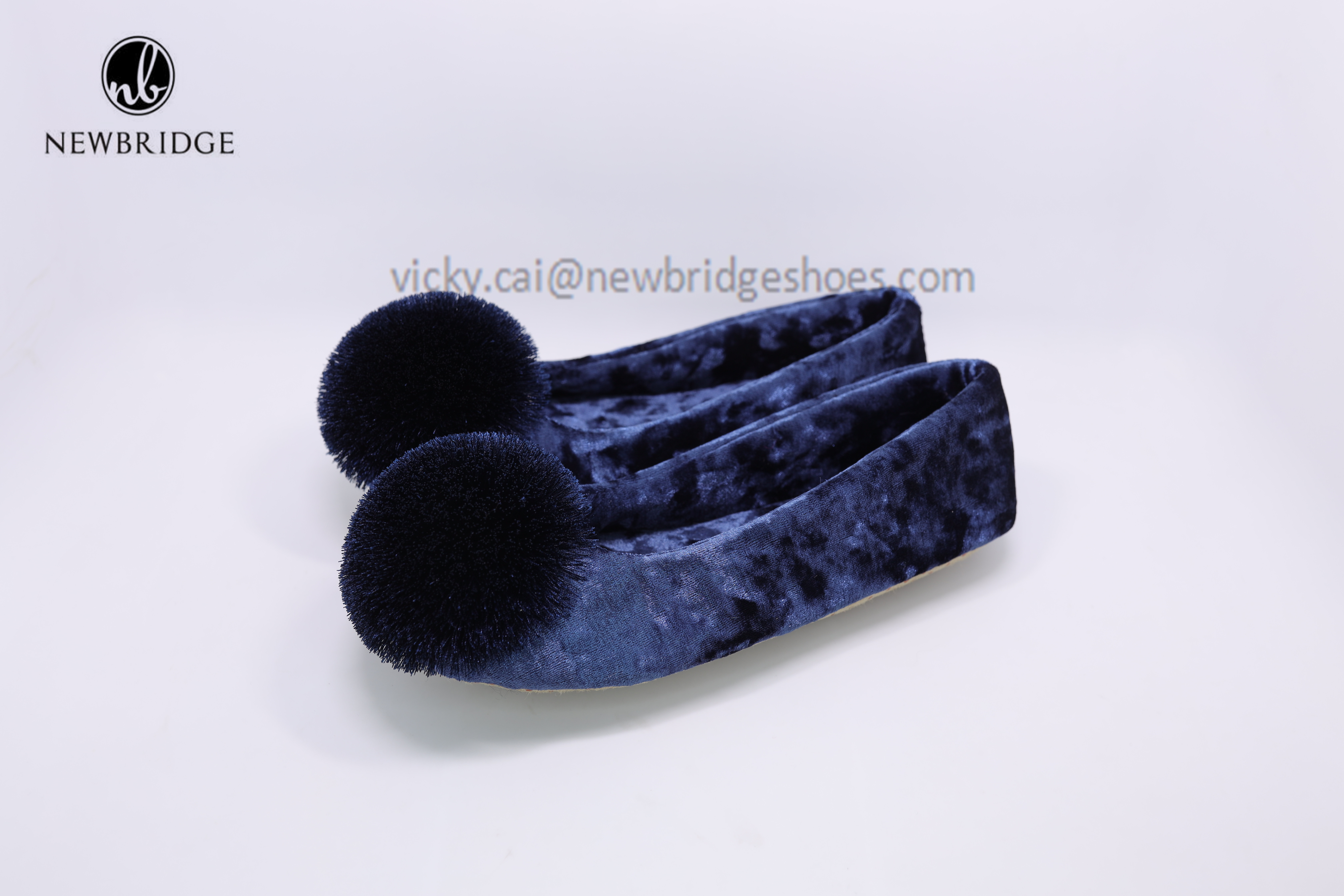 Pompom Velour Ballerina Slipper