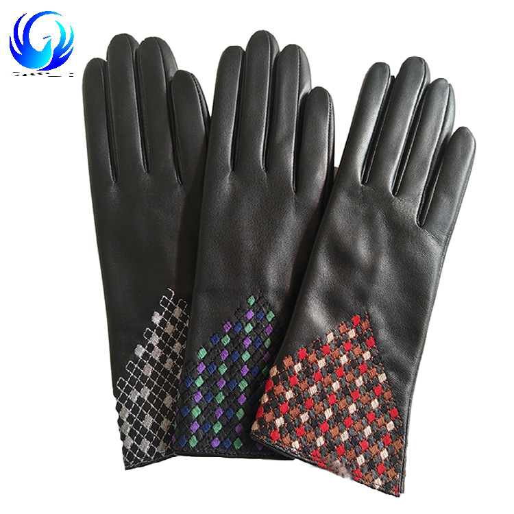 Women fashion touchscreen sheep leather gloves