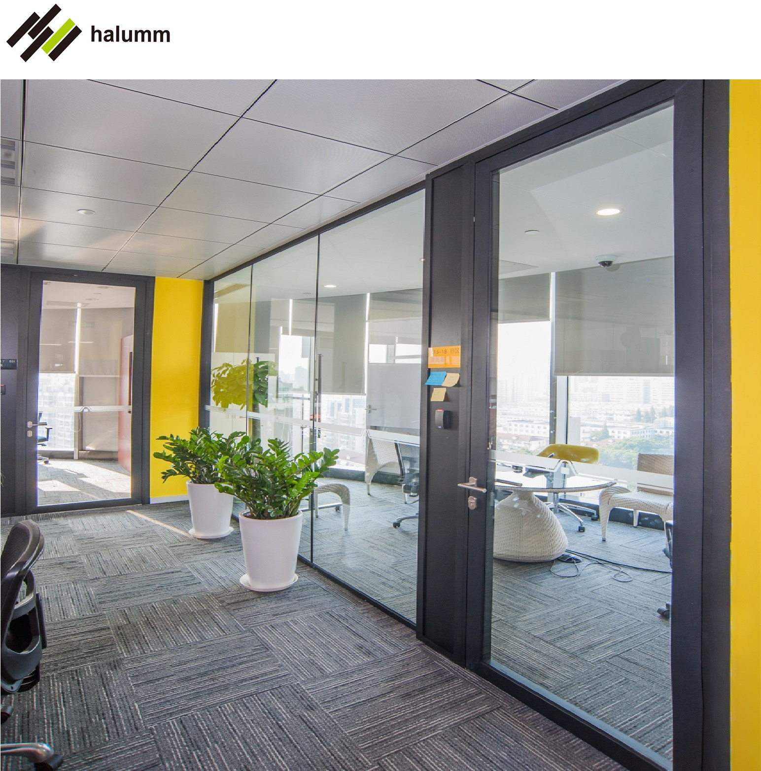 Crystal single glass aluminum partition
