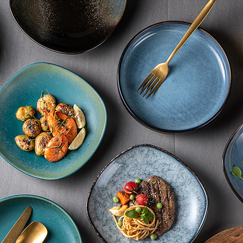 Durable porcelain plate with color glazed