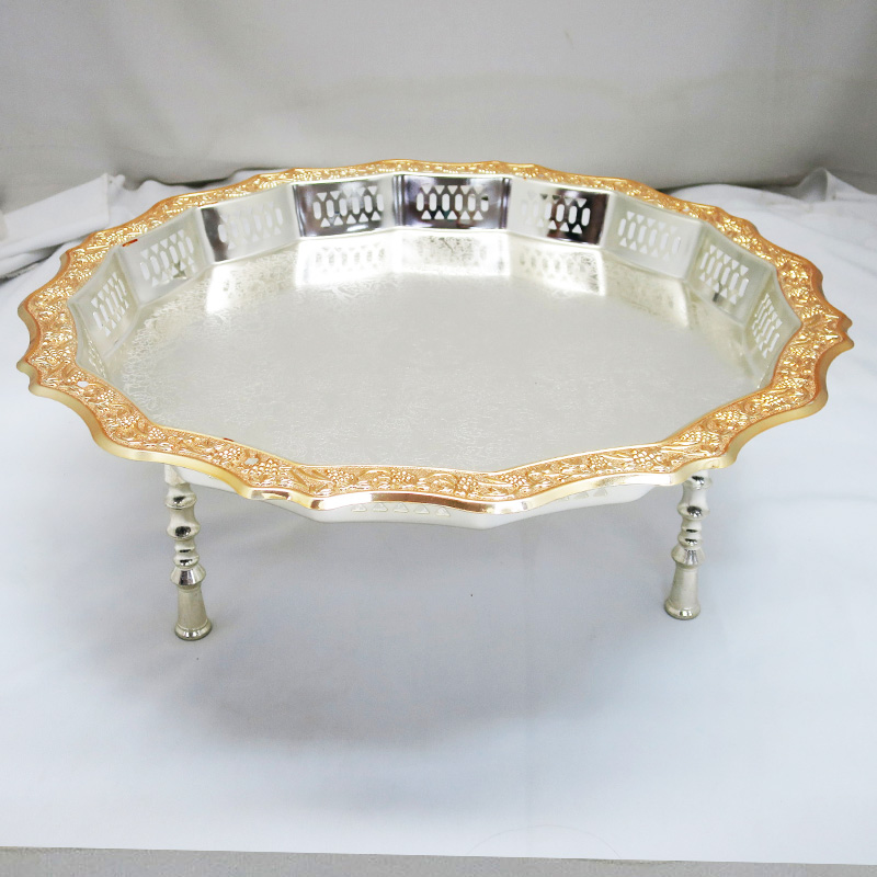 Gallery tray silver plated gold edge