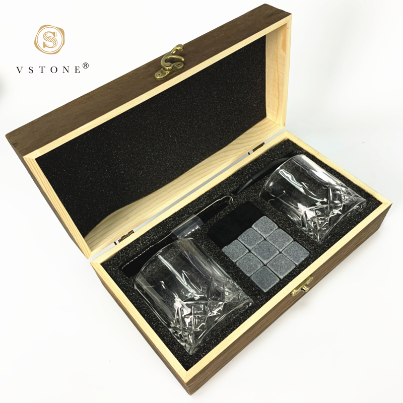 Natural granite whiskey stones and Whiskey gift boxed wooden box/Whiskey ice wine stone wooden box