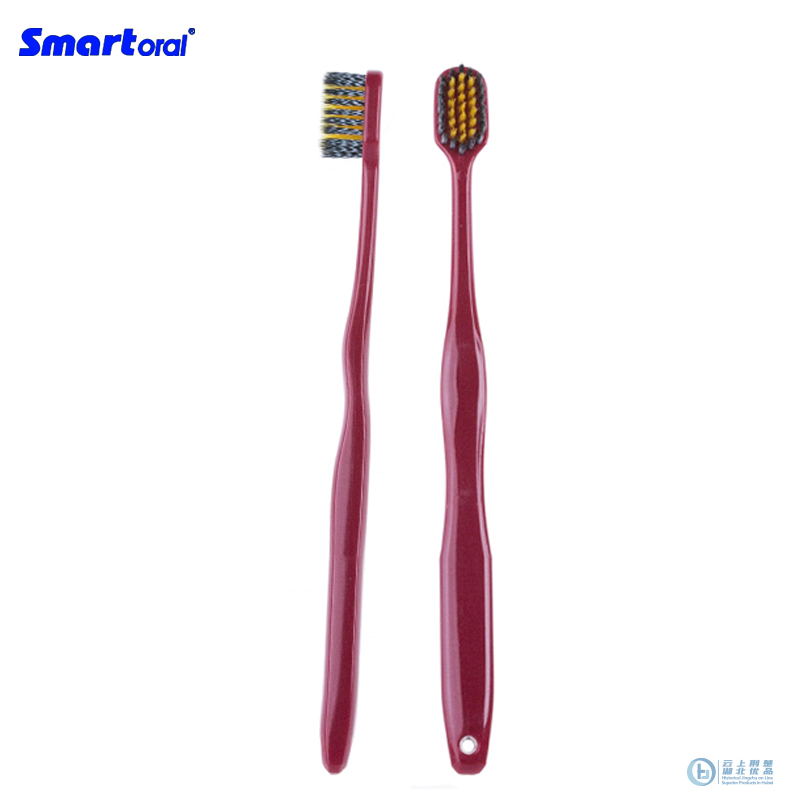 adult toothbrush with square head and spiral bristles