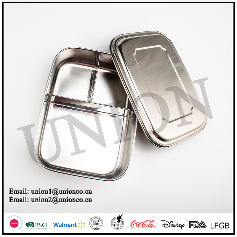 304 stainless steel lunch box with compartment school bento box divided new style lunch box)