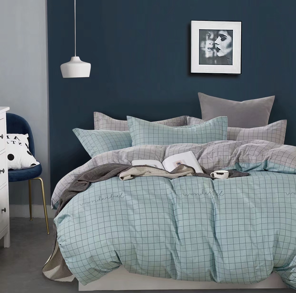 Microfiber polyester bedsheet quilt cover set duvet cover set，microfiber quilt cover set