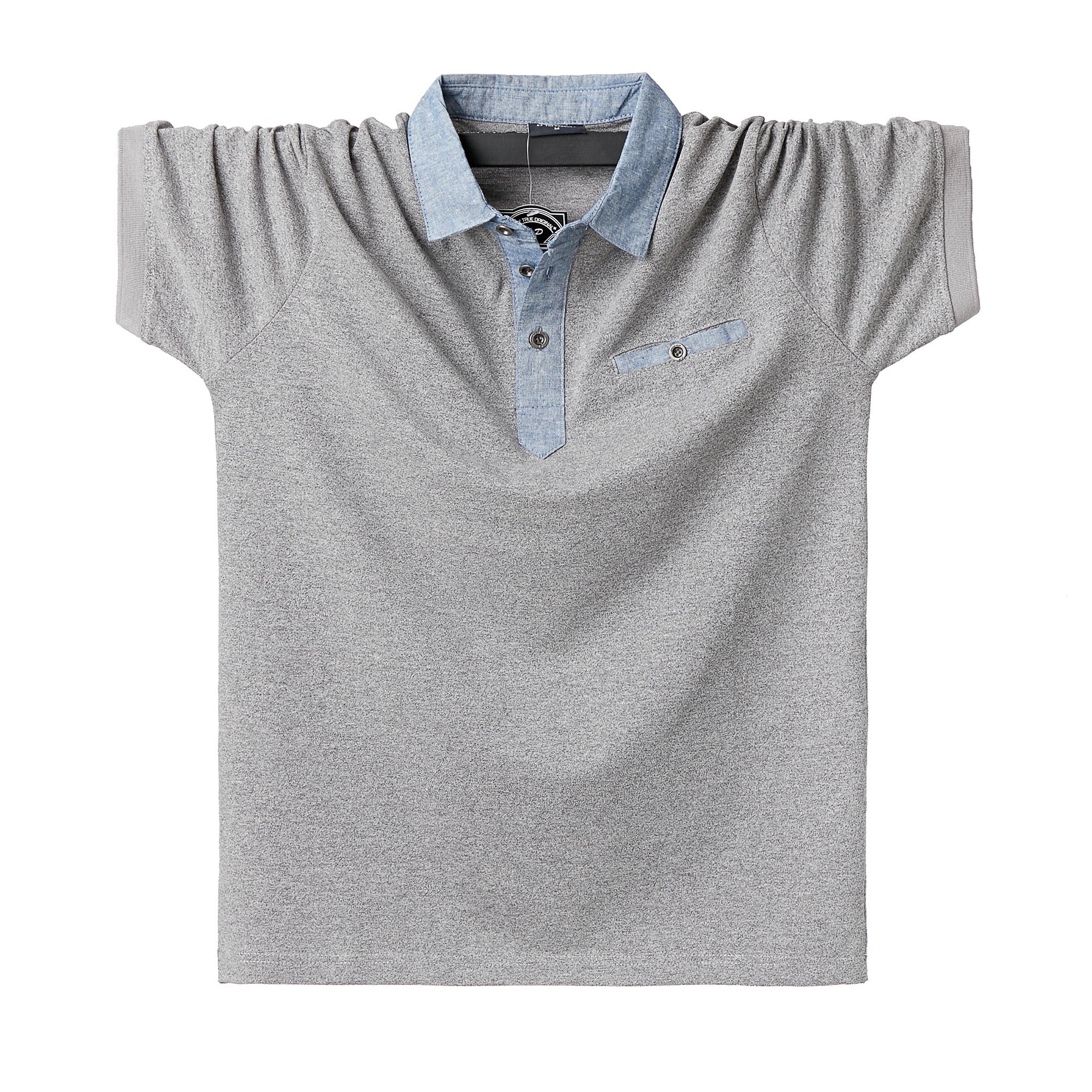 Latest melange shirt collar pique polo t shirt with single pocket