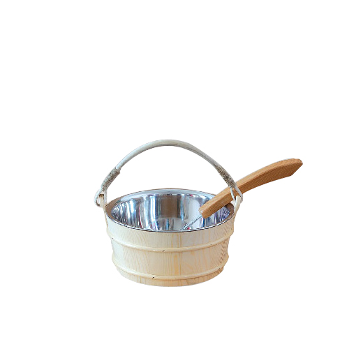 Good quality sauna accessories sauna bucket and ladles with stainless steel liner