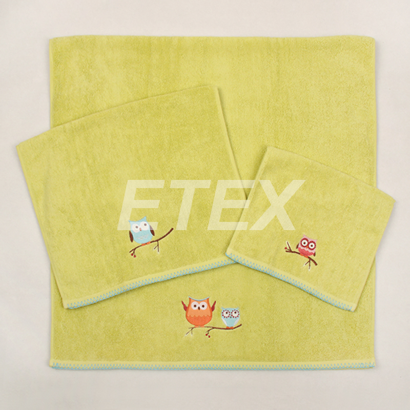 Cotton Terry Embroidery Towel Set 3pcs for Kids