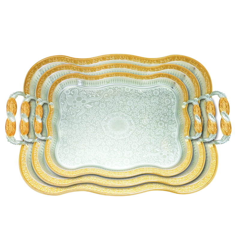 Gallery tray silver plated with gold edge