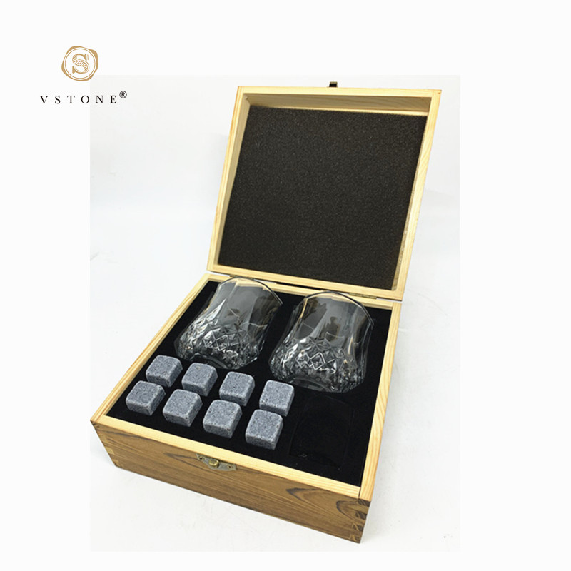 Natural granite whiskey stones and Whiskey gift boxed wooden box/Whiskey ice wine stone wooden box