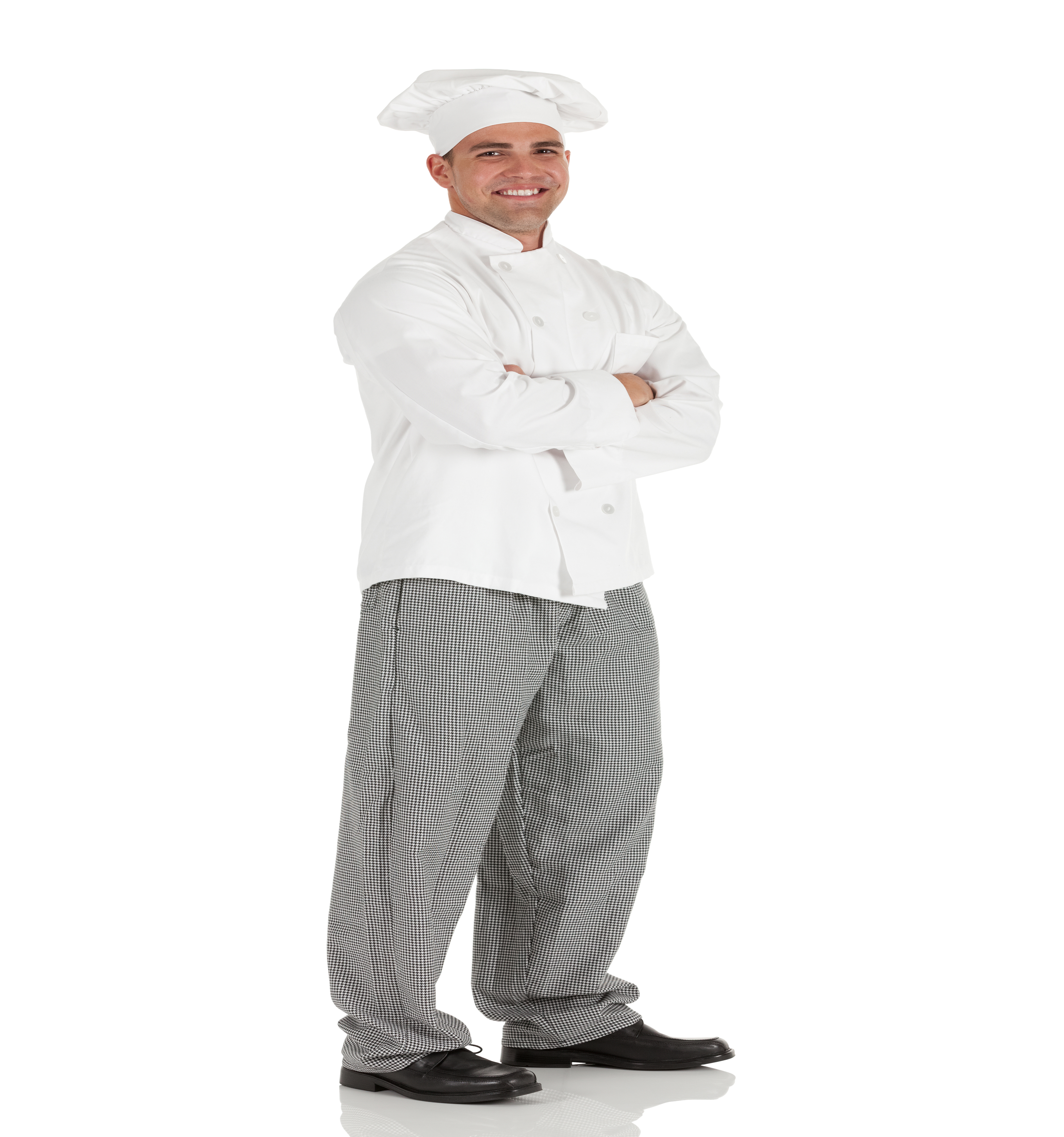 Long sleeve chef shirt+checkered Chef Pant
