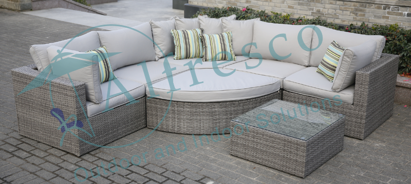 Alum rattan 7-pcs corner sofa set
