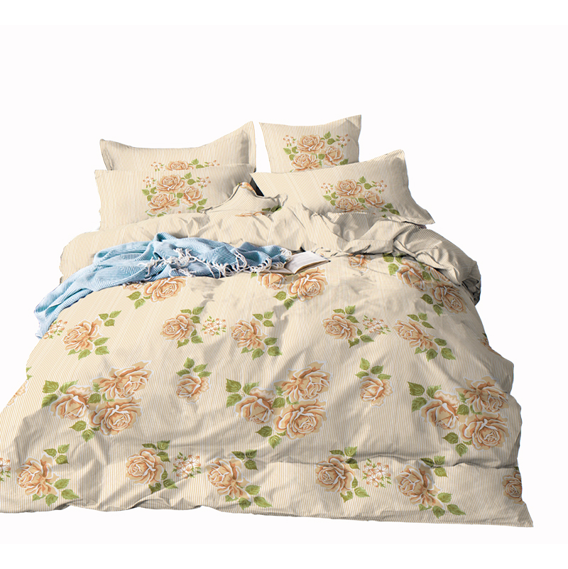 180TC polycotton floral and strip print fabric for bedding