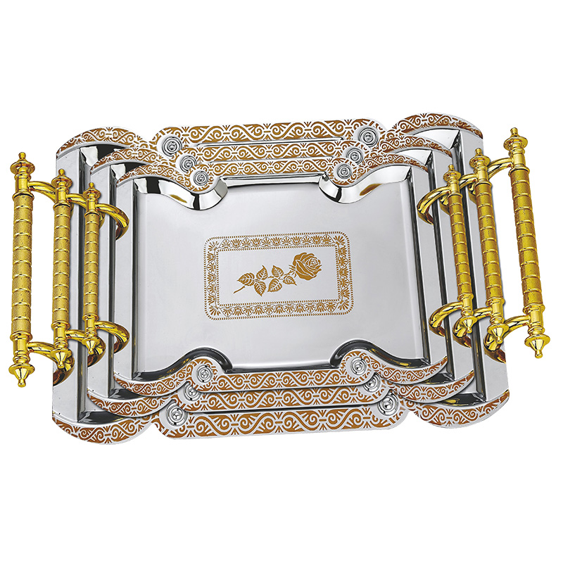 Chrome plated iron tray silver colour