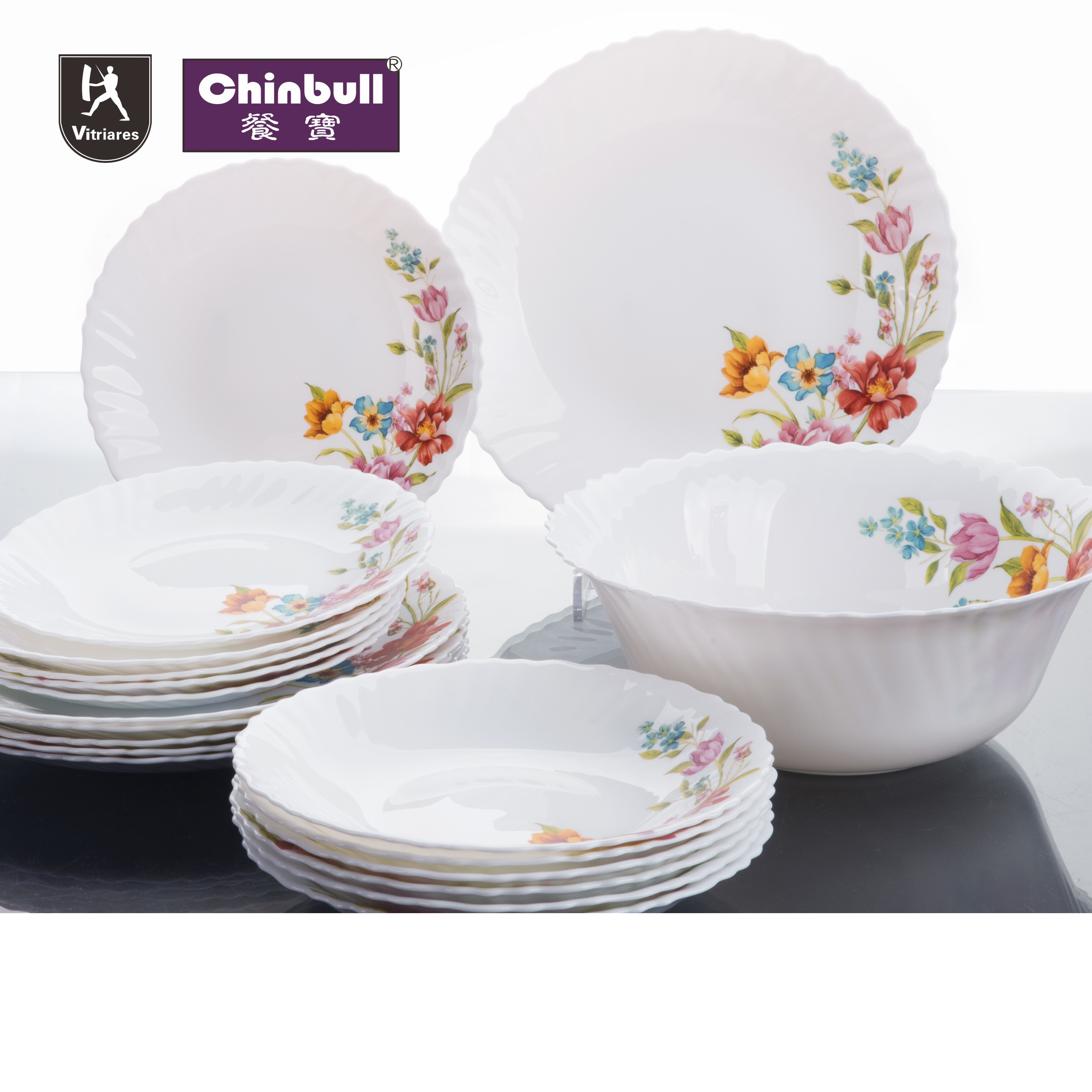 19pcs dinner set (opal glassware）