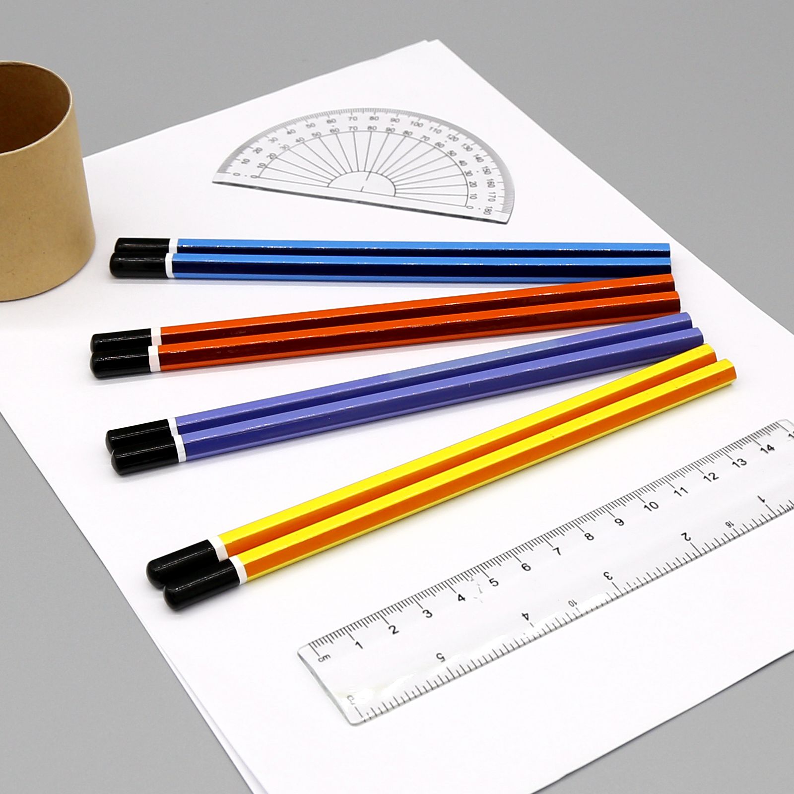 2B Pencil, 4 Color Striped Body wtih End Dipped，Manufacture Customized Package High Quality Wholesale,GP - 026