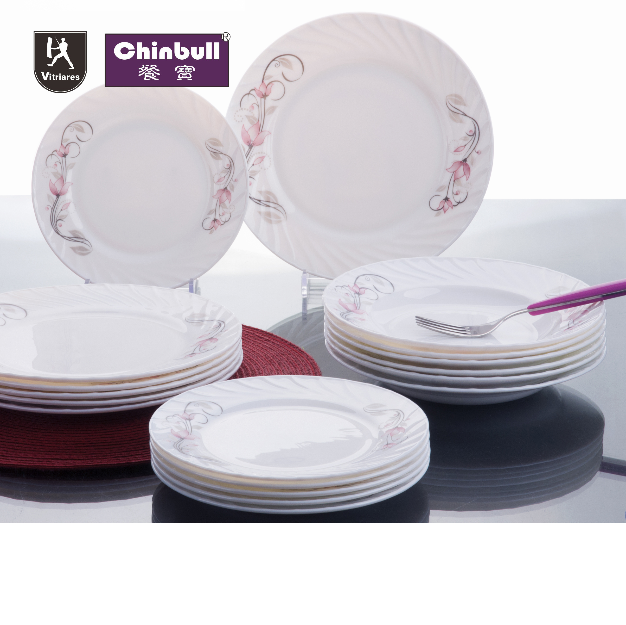 18pcs dinner set(opal glassware）