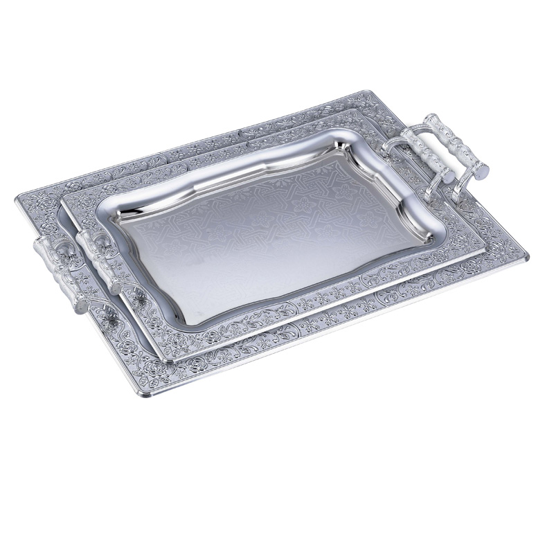 Chrome plated iron tray silver colour