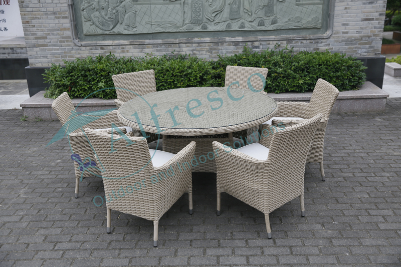 Hot sale alum rattan stacking dining set