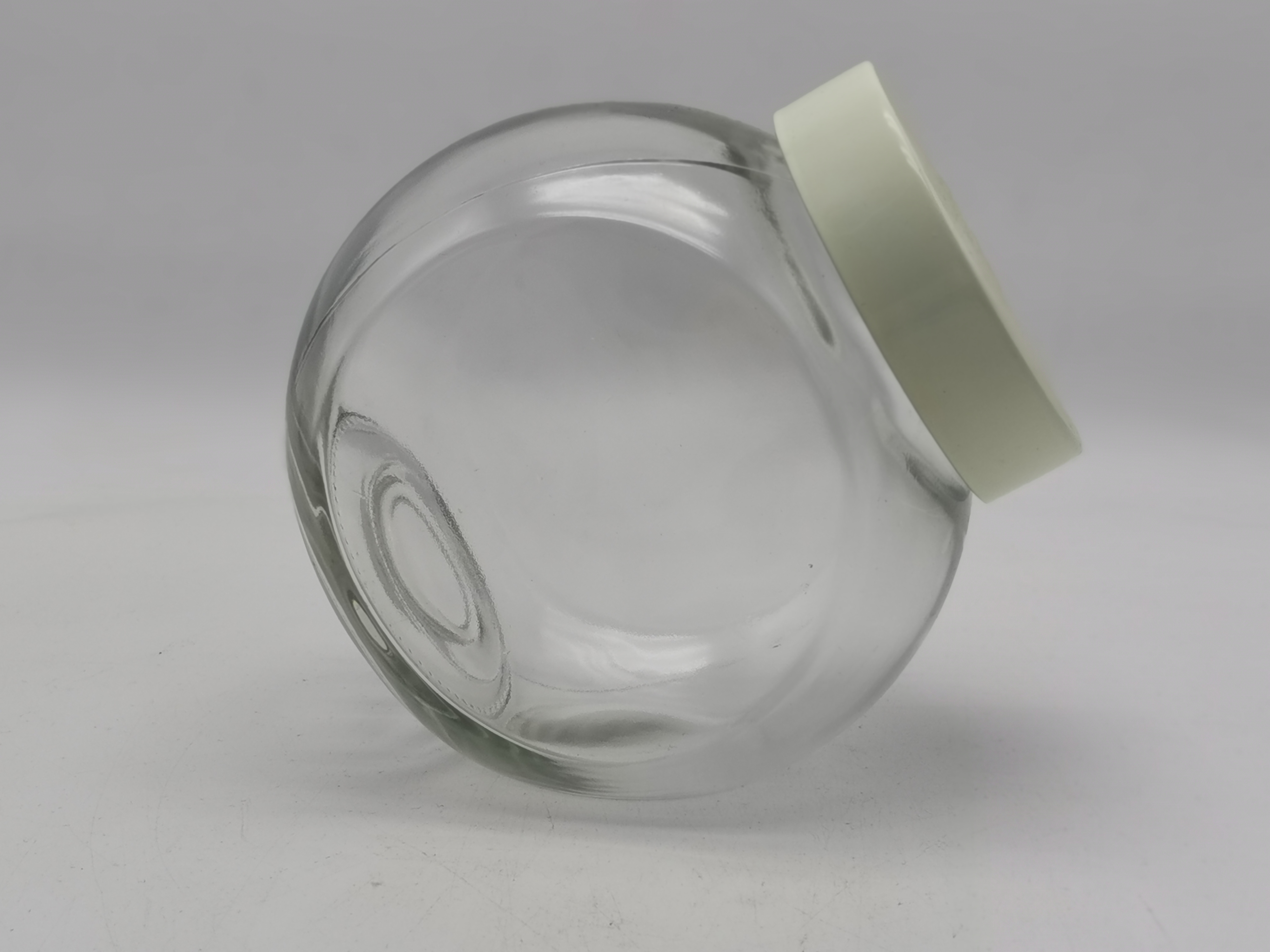 different size CLEAR GLASS STORAGE JAR WITH METAL LID
