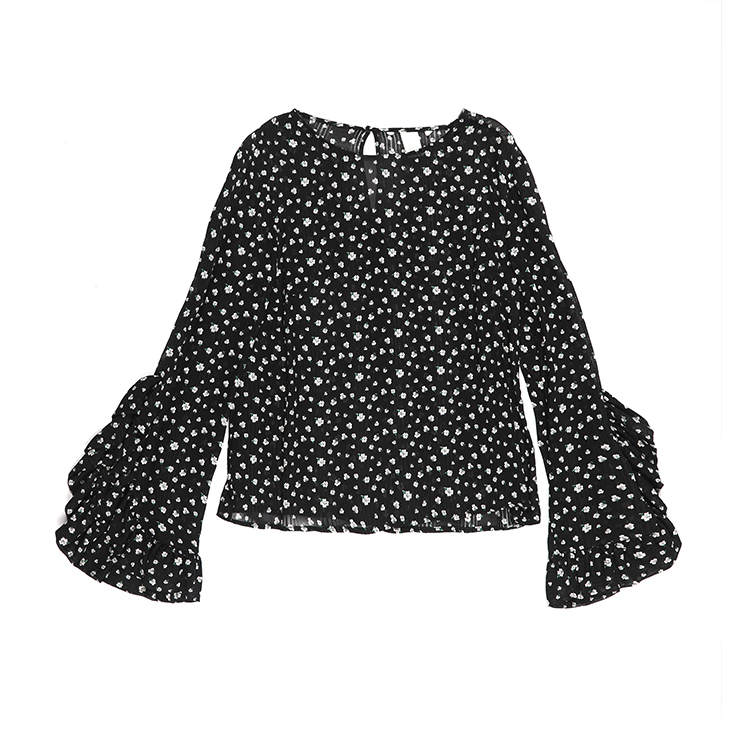 ruffle sleeve chiffon blouse