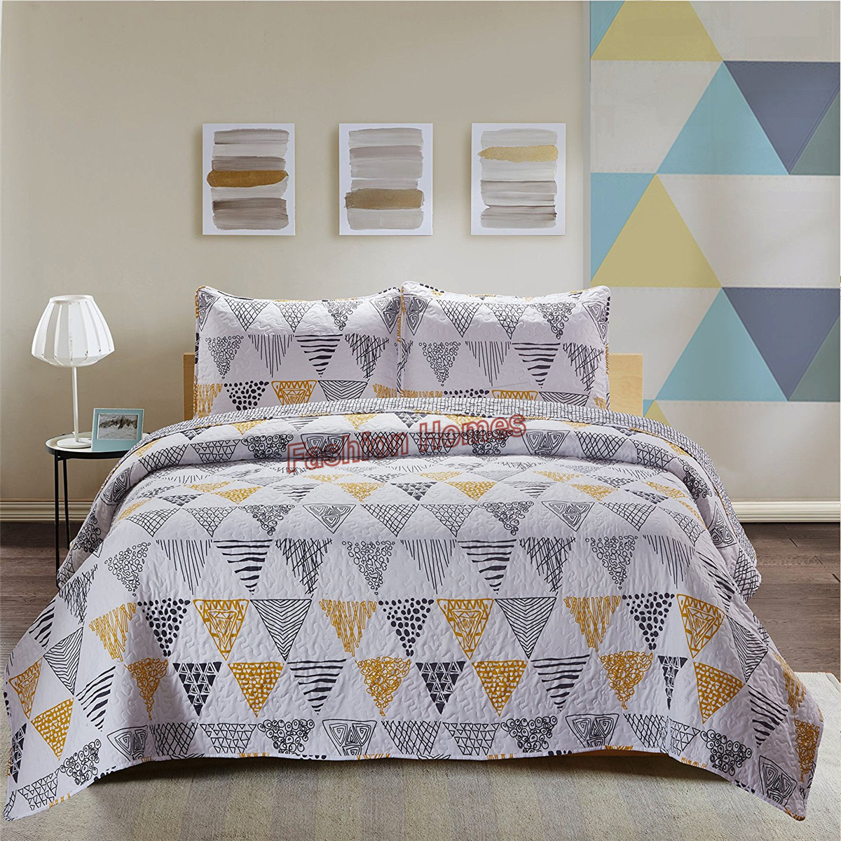100% polyester patchwork printed quilt