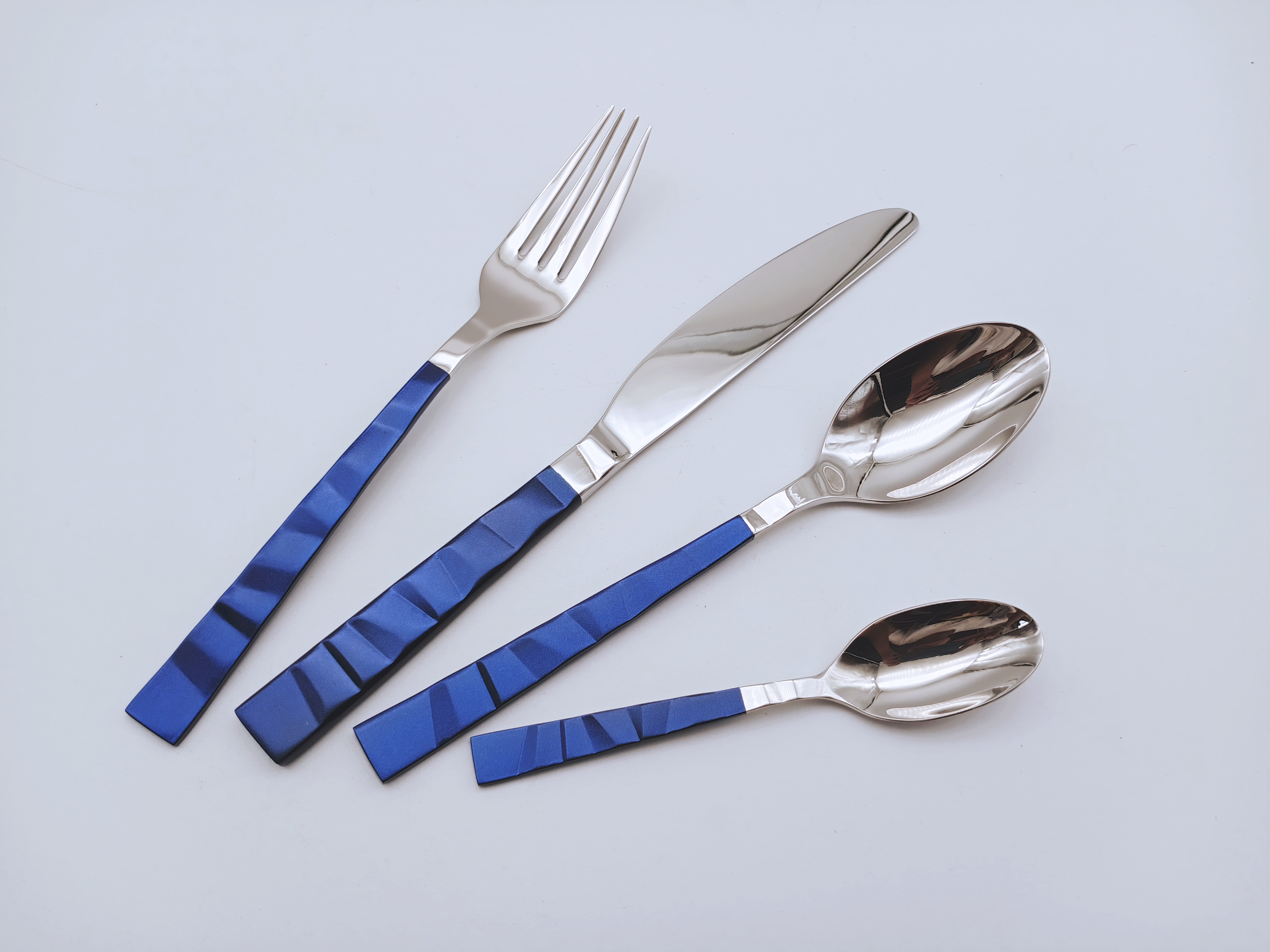 Blue color plated coating stainless steel cutlery spoon fork knife flatware set
