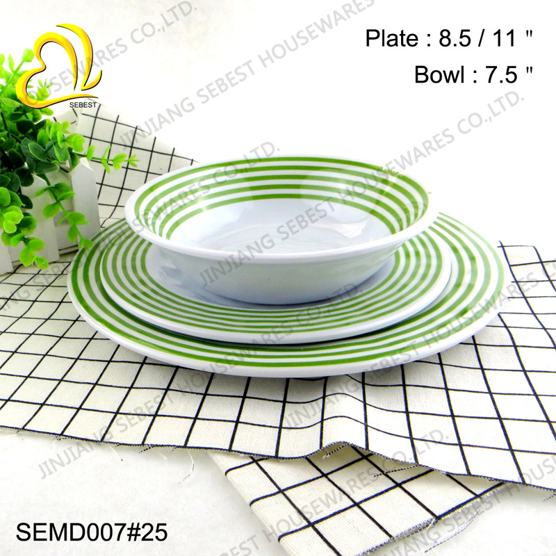 SEBEST 12pcs Melamine dinnerware set with Line design SEMD007