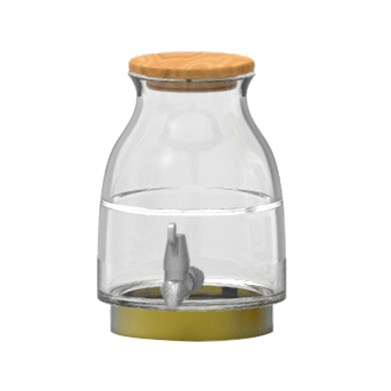 Handmade Glass Beverage dispenser with copper band